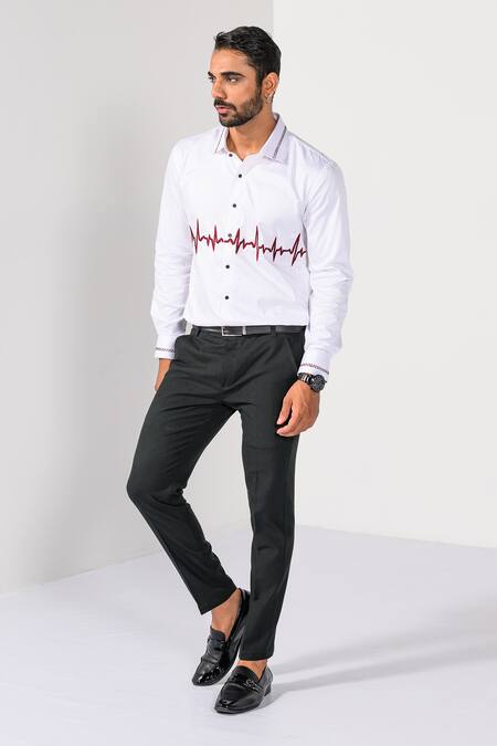 Buy_Kalpana Naik_White Cotton Embroidery Echoes Of The Heart Shirt 