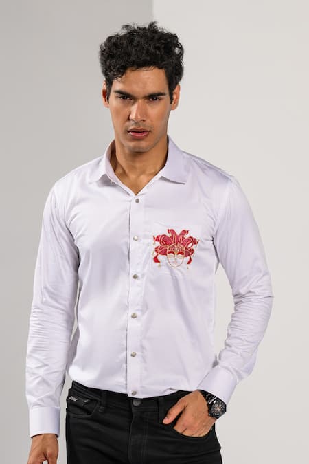 Kalpana Naik Carnival Magic Embroidered Mask Motif Shirt 