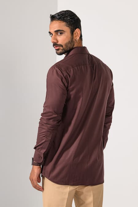 Buy_Kalpana Naik_Brown Cotton Embroidery, Beads Owl Spirit Cutdana Hand Shirt _Online_at_Aza_Fashions