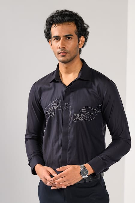 Kalpana Naik Threads Of Fate Dabka Embroidered Hand Motif Shirt 