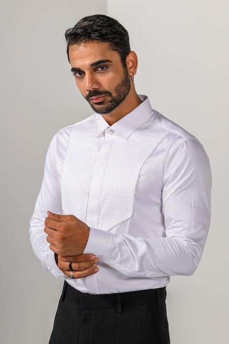 Kalpana Naik Pintuck Detail Hand & Machine Embroidered Shirt 