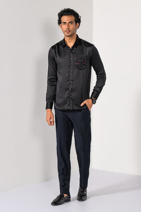 Buy_Kalpana Naik_Navy Cotton Pintuck Stripe Shirt _Online_at_Aza_Fashions