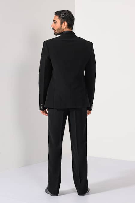 Kalpana Naik Shimmer Black Pintucks & Cutdana Embroidered Tuxedo Set 