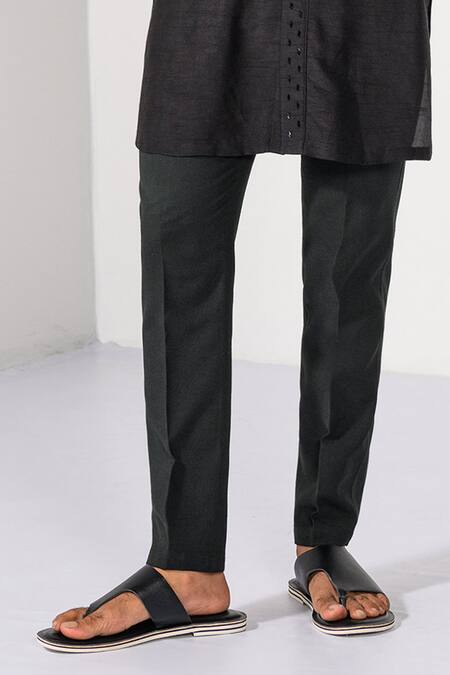 Buy_Kalpana Naik_Black Bemberg, Silk, Cotton Embroidery Midnight Mauve Ombre Bandhgala Set _Online_at_Aza_Fashions