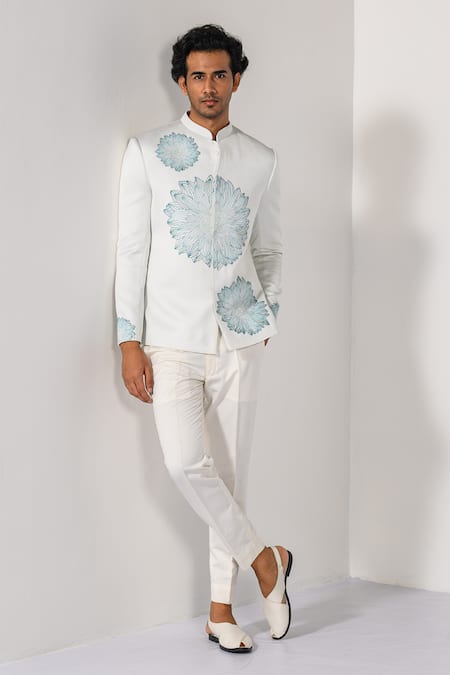 Kalpana Naik Floral Mist Floral Line Embroidered Bandhgala & Trouser Set 