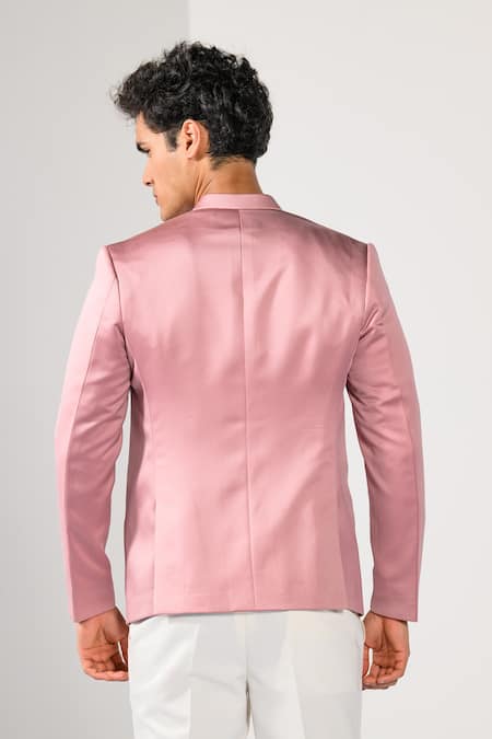 Kalpana Naik_Pink Dusty Rose Pintuck Bandhgala Set _at_Aza_Fashions