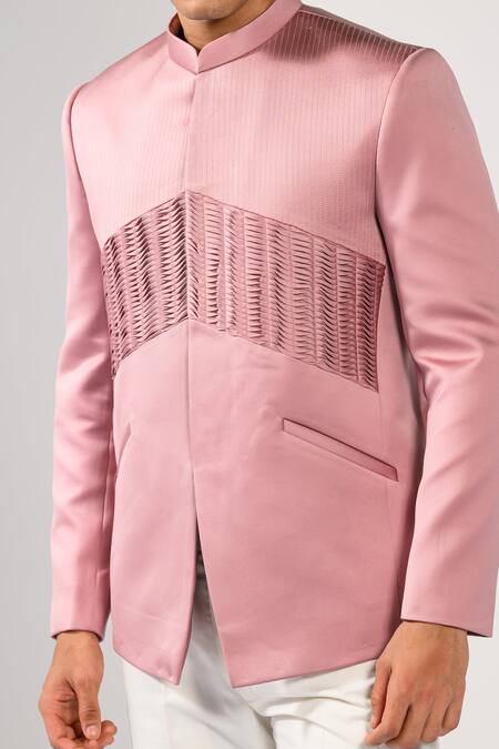 Buy_Kalpana Naik_Pink Dusty Rose Pintuck Bandhgala Set 