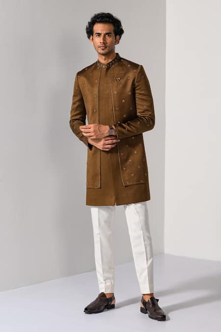 Kalpana Naik Walnut Harmony Embroidered Achkan Set 