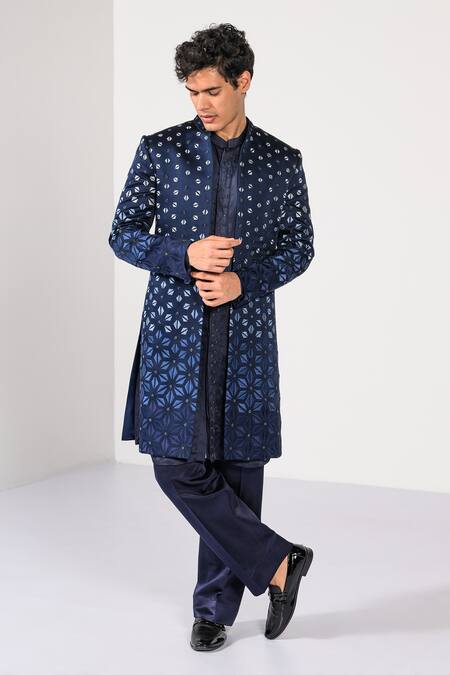 Buy Kalpana Naik Navy Linen, Satin Embroidery, Stones Cobalt Gradient Achkan Set Online at Aza Fashions Buy_Kalpana Naik_Navy Linen, Satin Embroidery, Stones Cobalt Gradient Achkan Set _Online_at_Aza_Fashions