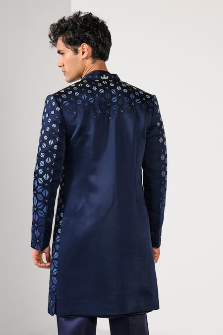 Kalpana Naik Cobalt Gradient Embroidered Achkan Set 