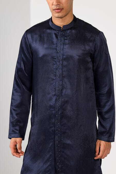 Buy Kalpana Naik Navy Linen, Satin Embroidery, Stones Cobalt Gradient Achkan Set Buy_Kalpana Naik_Navy Linen, Satin Embroidery, Stones Cobalt Gradient Achkan Set