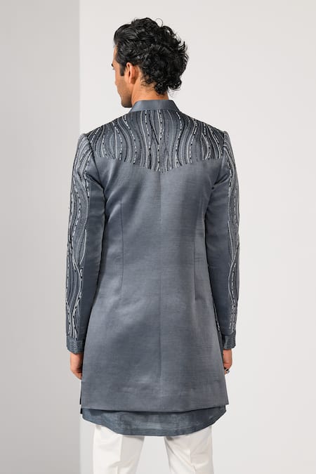 Kalpana Naik Graphite Waves Achkan Set 