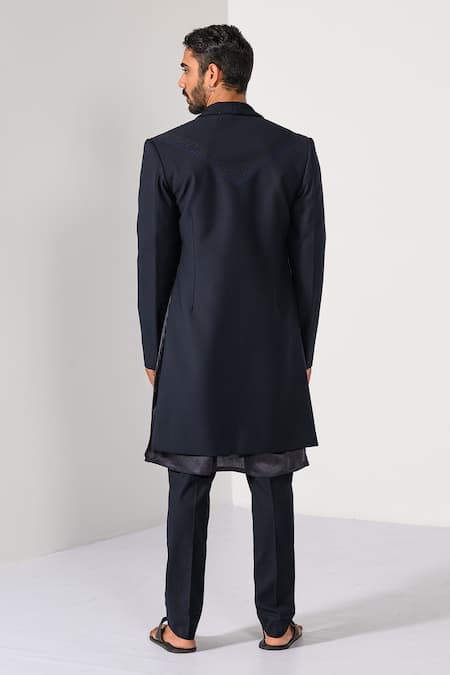 Kalpana Naik Midnight Symmetry Embroidered Achkan Kurta Set 