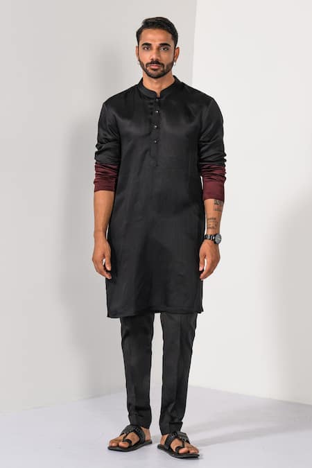 Kalpana Naik Wine Ombre Ombre Hand Embroidered Nehru Jacket Kurta Set 