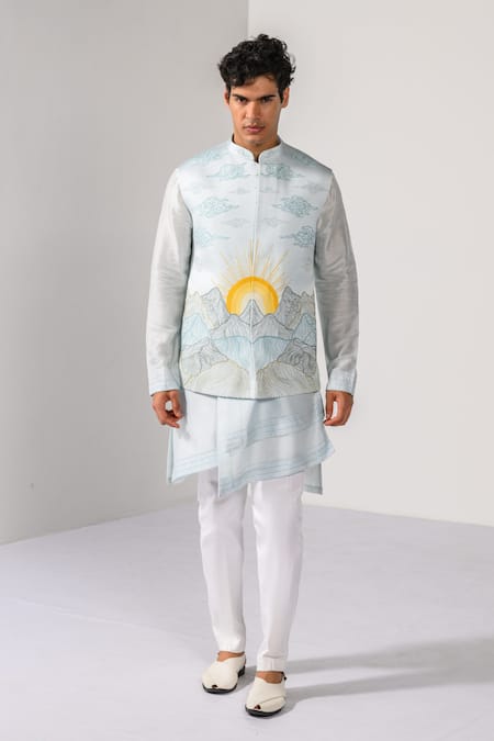 Kalpana Naik Sunrise Peaks Embroidered Nehru Kurta Set 