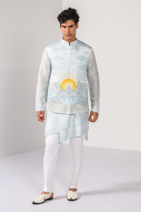 Kalpana Naik Sunrise Peaks Embroidered Nehru Kurta Set 