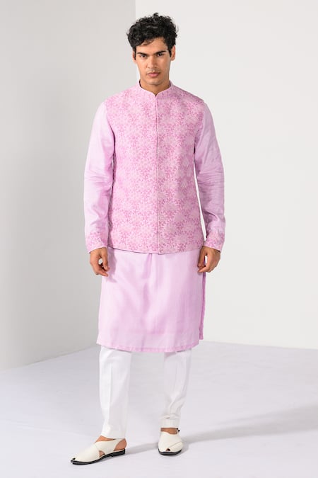 Kalpana Naik Floral Charm Floral Embroidered Nehru Jacket Kurta Set 