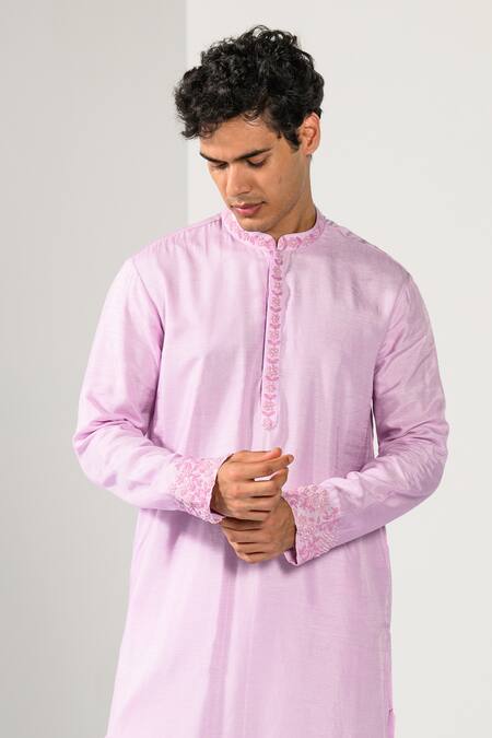 Buy_Kalpana Naik_Lilac Bemberg, Silk, Cotton Charm Nehru Jacket Kurta Set 