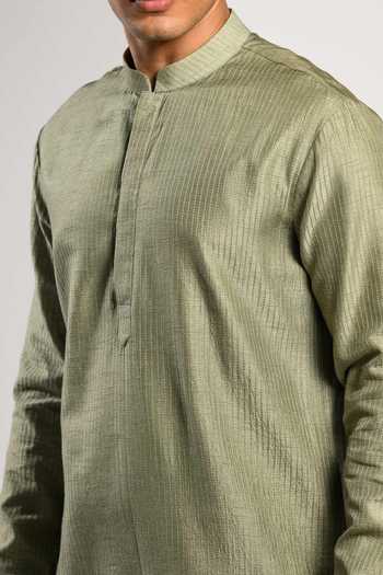Shop Kalpana Naik Olive Green Satin, Bemberg, Silk, Heritage Floral Zardozi Nehru Jacket Kurta Set Online at Aza Fashions Shop_Kalpana Naik_Olive Green Satin, Bemberg, Silk, Heritage Floral Zardozi Nehru Jacket Kurta Set _Online_at_Aza_Fashions