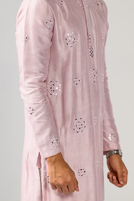 Kalpana Naik_Lilac Bemberg, Silk, Cotton Mirrors, Magic Butta Work Kurta And Pant Set _at_Aza_Fashions