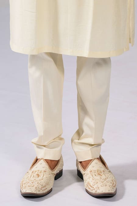 Buy_Kalpana Naik_Ivory Silk Embroidery, Zari Royal Zardozi Sherwani Set _Online_at_Aza_Fashions