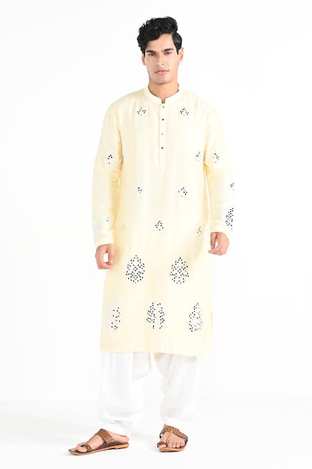 Kalpana Naik Lemon Yellow Hand Embroidered Kurta & Salwar Set 