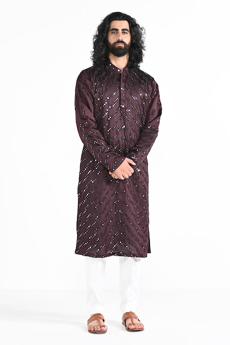 Kalpana Naik Plum Perfect Perfect Embroidered Kurta With Pant Pyjama 