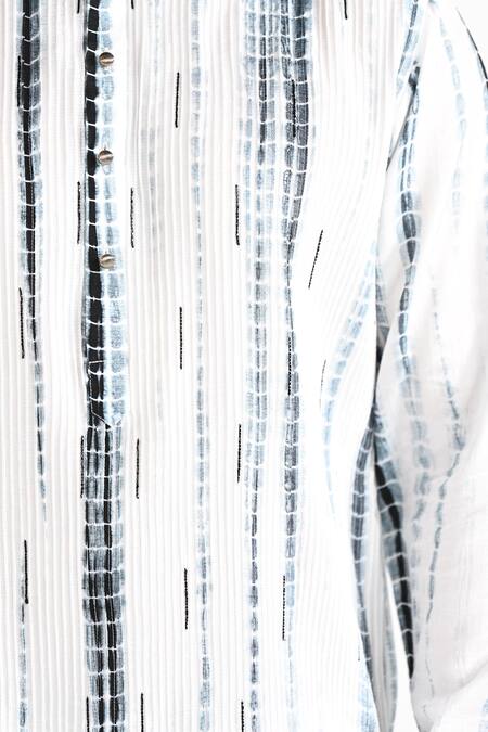 Kalpana Naik_Black Bemberg, Silk Embroidery And White Hand Kurta & Salwar Set _Online_at_Aza_Fashions