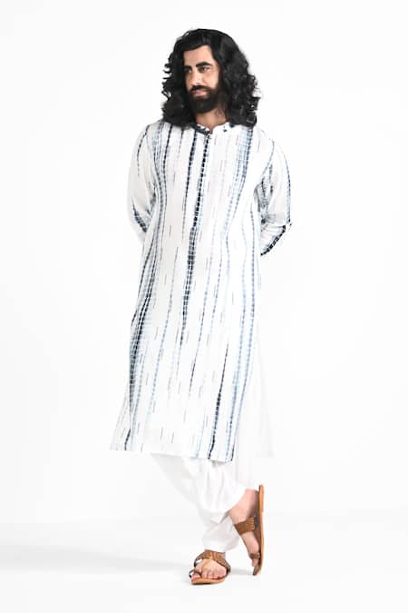Kalpana Naik Black & White Shibori Shibori Hand Embroidered Kurta & Salwar Set 