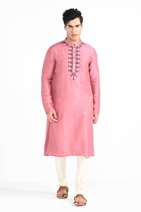 Kalpana Naik Salmon Pink Hand Embroidered Kurta Set 