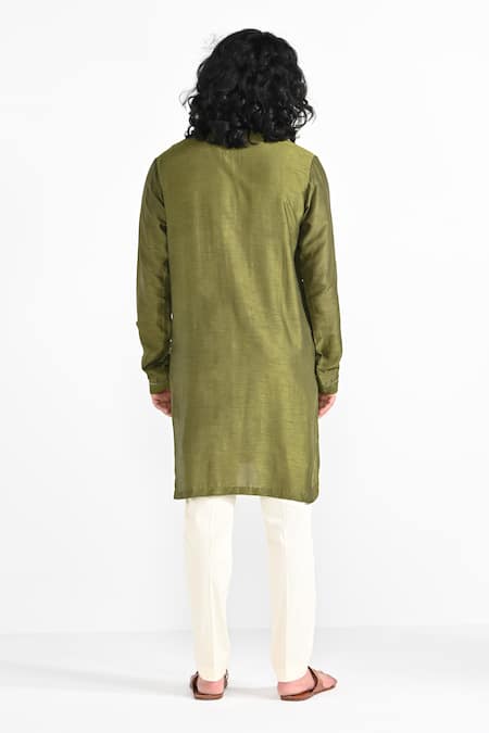Kalpana Naik Olive Green Hand Embroidered Kurta & Pant Set 