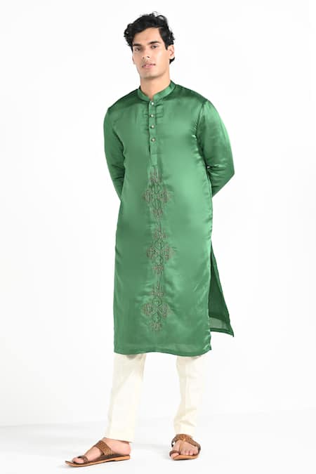 Kalpana Naik Forest Green Hand Embroidered Kurta Set 