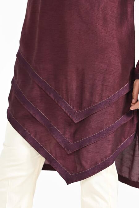 Buy_Kalpana Naik_Magenta Bemberg, Silk, Cotton Embroidery Pink Hand Kurta Set 