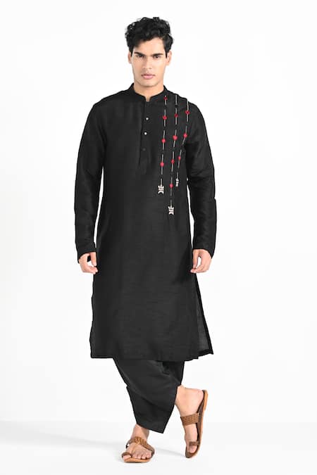 Kalpana Naik Black Poker Hand Embroidered Kurta Set 