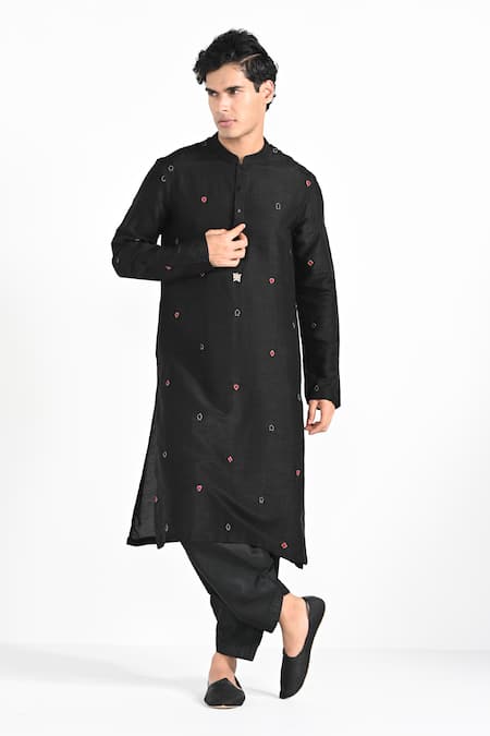 Kalpana Naik Black Poker Hand Embroidered Kurta & Salwar Set 