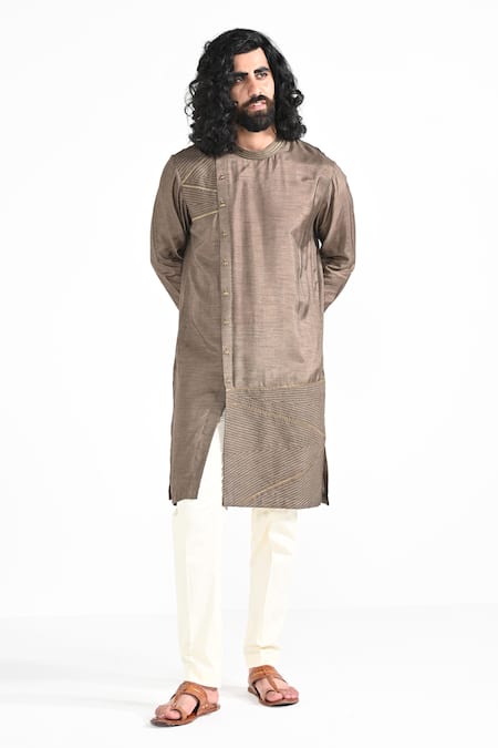 Kalpana Naik Dark Oak Hand Embroidered Kurta Set 