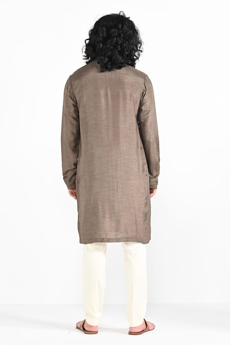 Kalpana Naik Dark Oak Hand Embroidered Kurta Set 