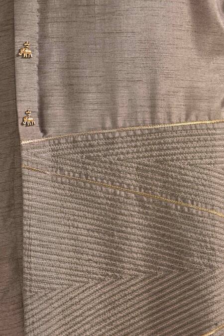 Buy_Kalpana Naik_Brown Bemberg, Silk, Cotton Embroidery Dark Oak Hand Kurta Set 