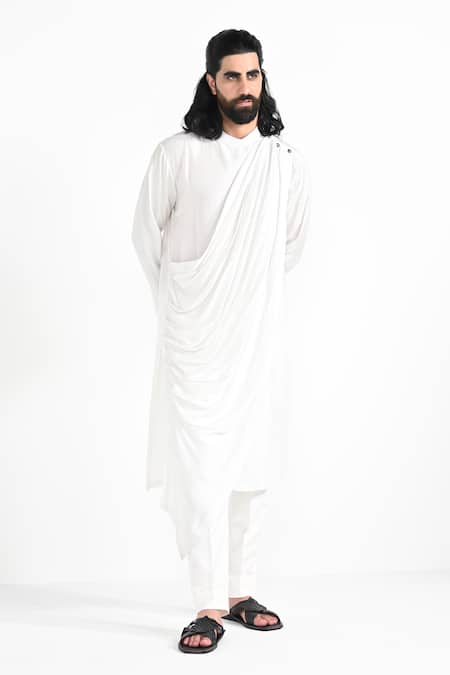 Buy_Kalpana Naik_Ivory Bemberg, Silk, Cotton Embroidery Dewy Mist Kurta Set 