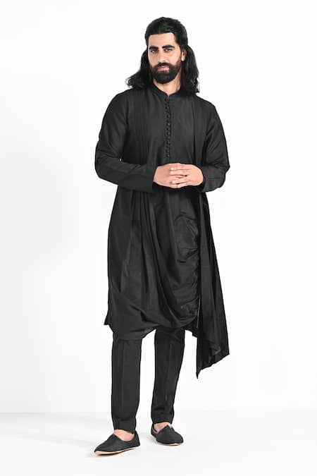 Kalpana Naik Jet Black Asymmetric Kurta Set 