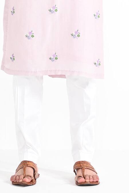 Buy_Kalpana Naik_Purple Bemberg, Silk, Cotton Embroidery Lilac Hand Kurta Set _Online_at_Aza_Fashions