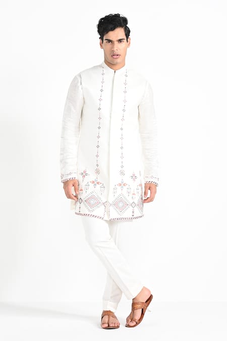 Kalpana Naik Phulkari Embroidered Nehru Jacket Set 