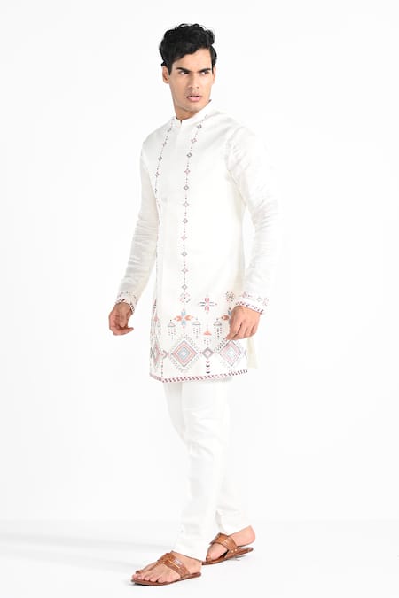Kalpana Naik Phulkari Embroidered Nehru Jacket Set 