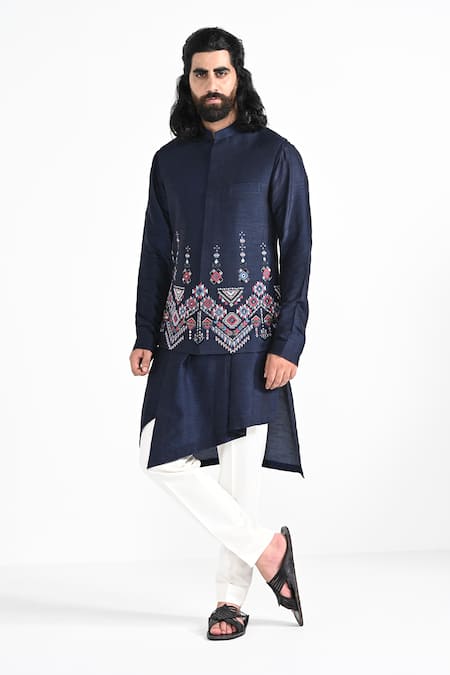Kalpana Naik Phulkari Embroidered Nehru Jacket Set 