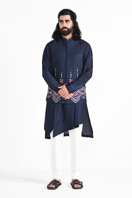 Kalpana Naik Phulkari Embroidered Nehru Jacket Set 