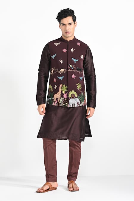 Kalpana Naik Night Safari Masai Mara Embroidered Nehru Jacket Set 