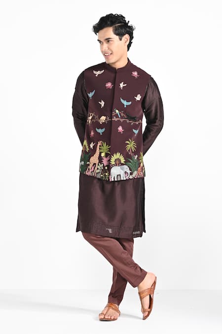 Kalpana Naik Night Safari Masai Mara Embroidered Nehru Jacket Set 