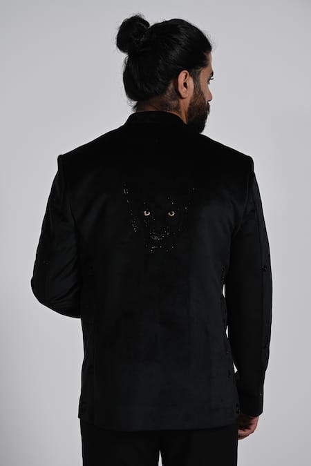 Kalpana Naik Black Panther Embroidered Bandhgala With Trouser 