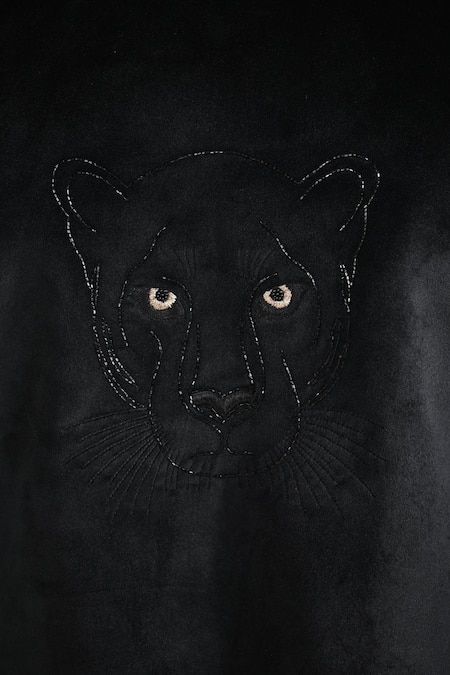 Buy_Kalpana Naik_Black Velvet, Rayon Embroidery, Beads Panther Bandhgala With Trouser _Online_at_Aza_Fashions