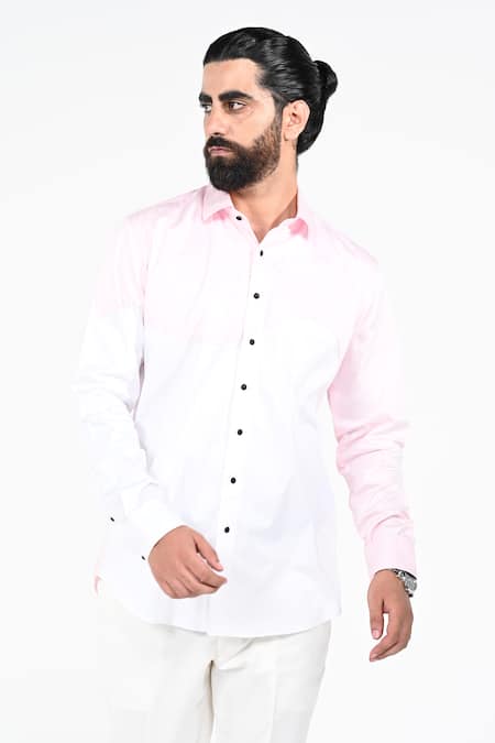 Kalpana Naik Dual Coloured Dual Color Block Giza Cotton Shirt 